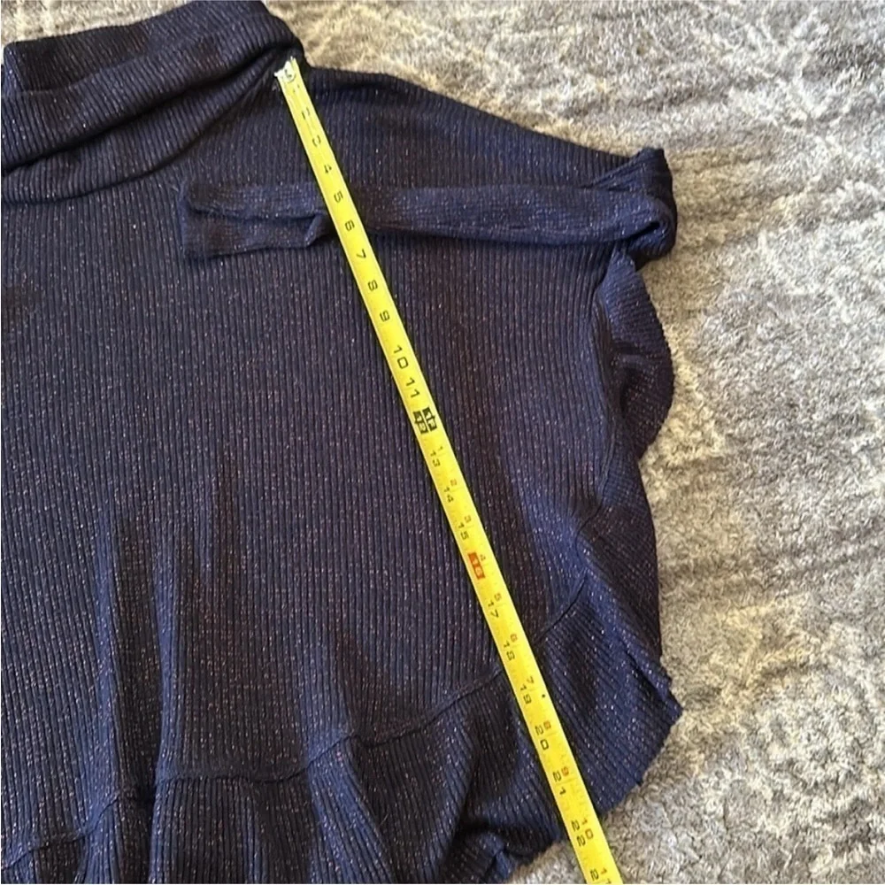 NWT Anthropologie Postmark Orley Ribbed Sparkle Cowl Neck Pullover Sweater Navy